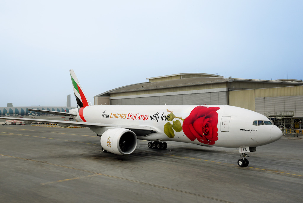 Emirates SkyCargo unveils a freighter aircraft with rose decal for Valentine’s Day