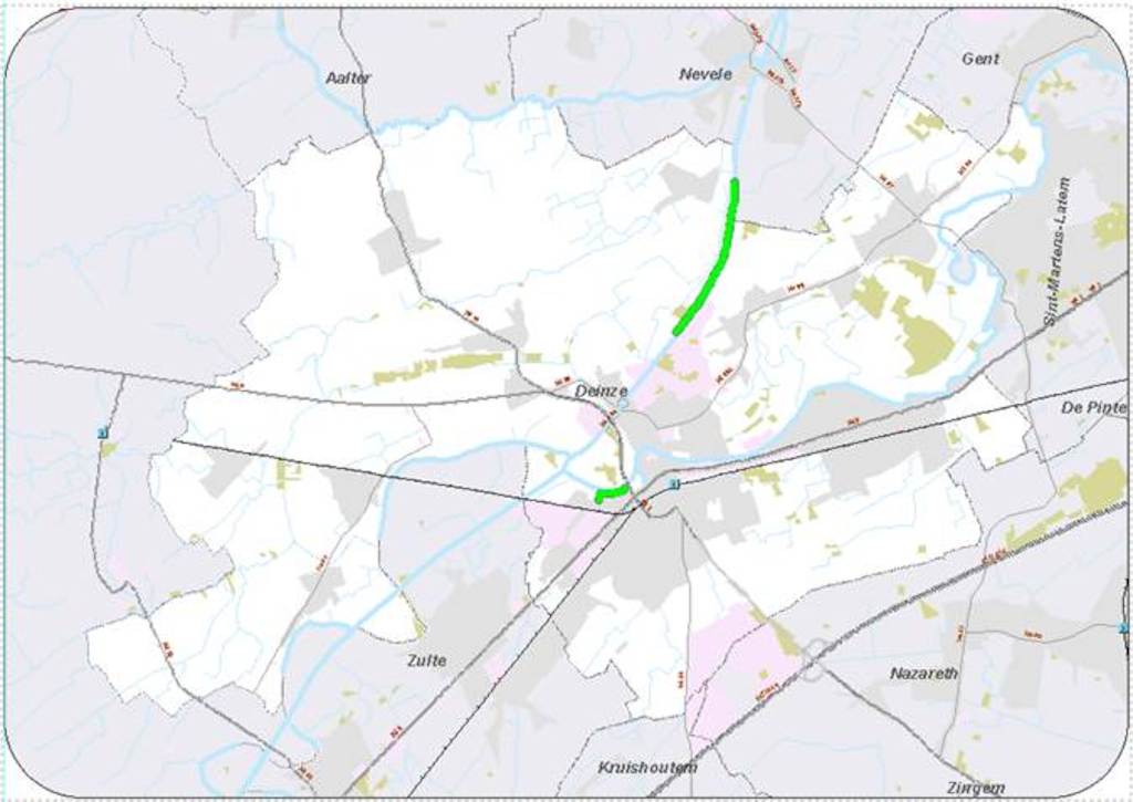 Situering fietspaden in Deinze
