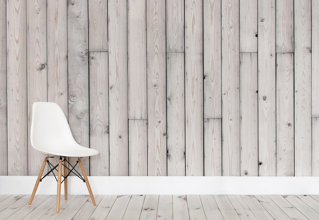 Silvered Wood Wall Mural