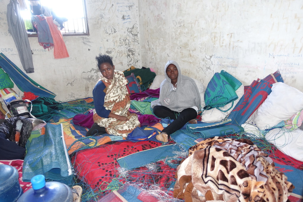 2 of about 40 inmates in the detention center west of Misrata. They reported being from Nigeria and held here since 1 month without any contact to with the outside world or their families back home. Very depressed women and desperately asking for help. <br/><br/>NB: Oral consent for all inmates to be taken in picture. Photographer: Tankred Stoebe