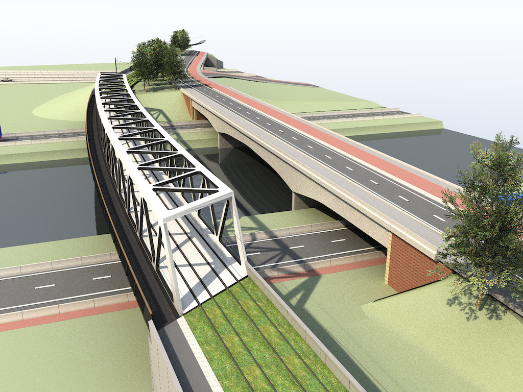 Toekomstbeeld trambrug R4-Ringvaart