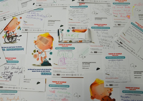 Beterschapskaartjes 'Magnus is Ziek' voor de ziekenhuisschool UZ Leuven.