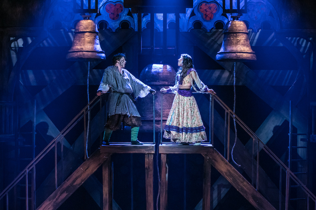 Haden Rider as Quasimodo and Julissa Sabino as Esmeralda in HUNCHBACK. Photo by Daniel Parvis.