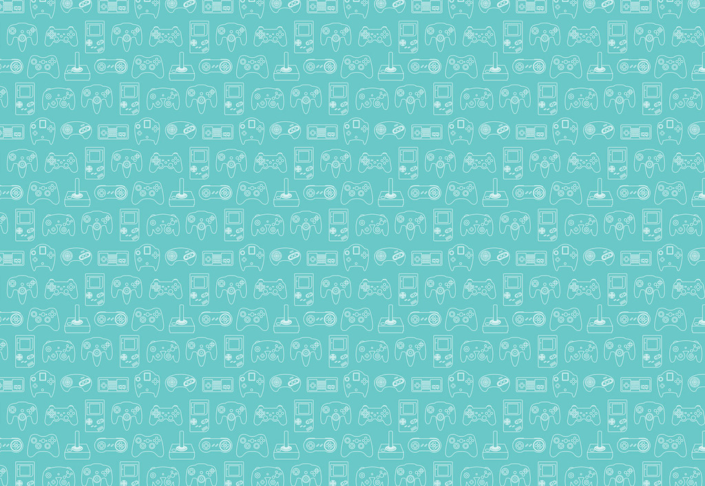 Blue Outline Retro Game Wall Mural
