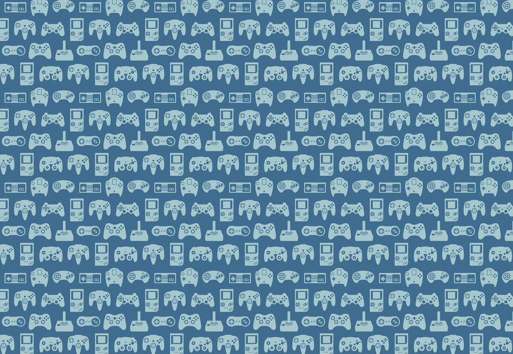 Blue Retro Game Wall Mural