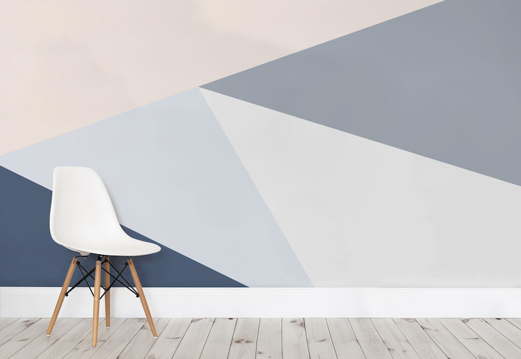 Blue Oversized Geometric Wall Mural