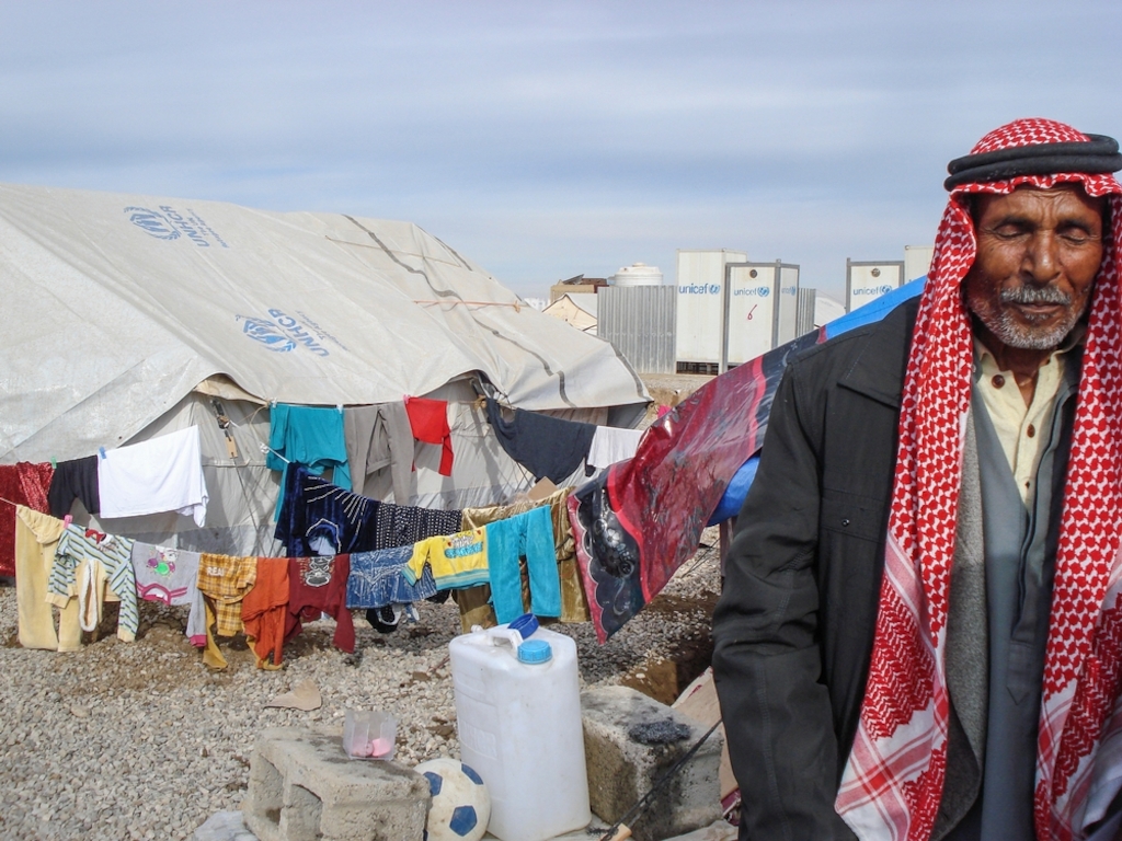 Hassan Cham and Khazir camps have been set up in the beginning of December to receive the displaced people who have fled the city of Mosul. The 17th October, the Iraqi forces have launched a big offensive to retake this city in the north-west of Iraq from the islamist state organization which made it the capital of his caliphate. MSF mobile teams; one psychologist, one psychiatrist and one counsellor come from Erbil to give medical consultations and specialized consultations in these camps. Without infrastructure facilities in the camp, the MSF teams are working in specially fitted buses. Photographer: Brigitte Breuillac/MSF