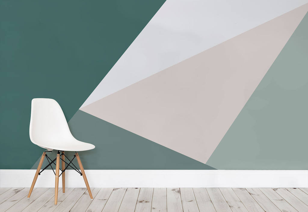 Green Oversized Geometric Wall Mural
