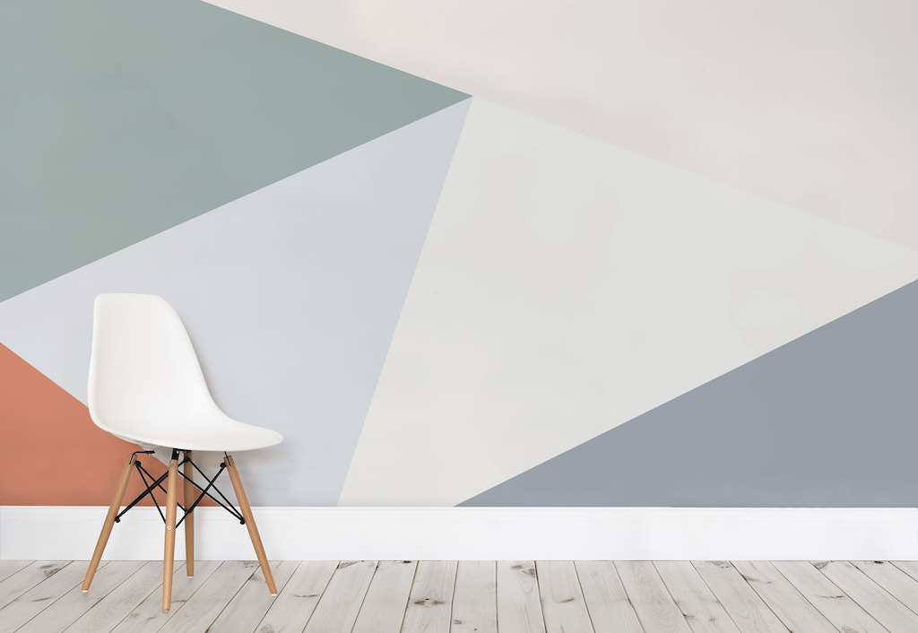 Multicoloured Oversized Geometric Wall Mural