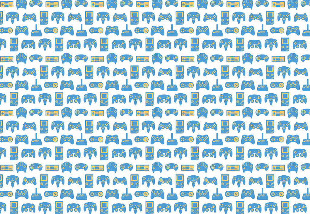 Blue and White Retro Game Wall Mural