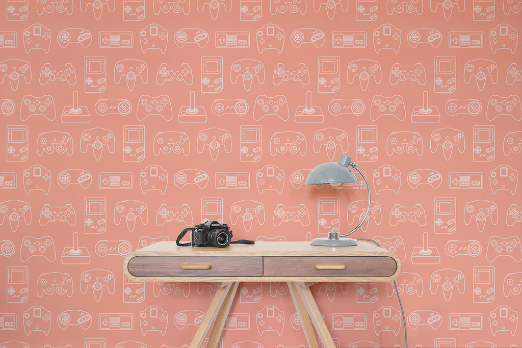 Orange Retro Game Wall Mural