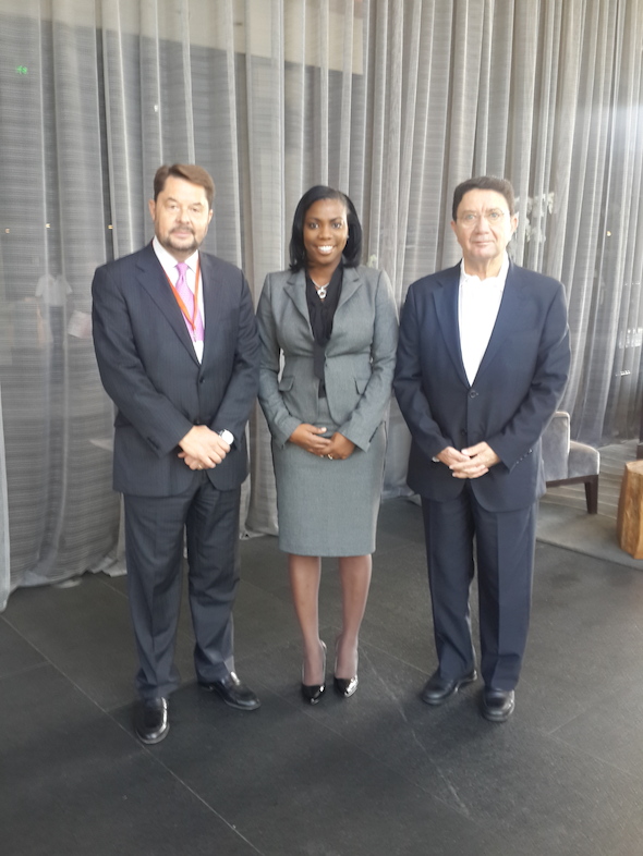 L to R: Mr. Taleb Rifai, Secretary General of the World Tourism Organization, Dr. Lorraine Nicholas OECS Tourism Specialist, Carlos Vogeler World Tourism Director for the Americas