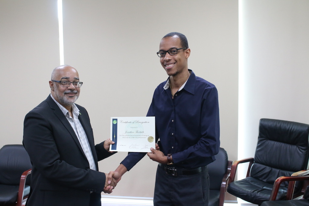 Jonathan Theobalds, 30 under 30 winner and Dr. Didacus Jules, Director General of the OECS