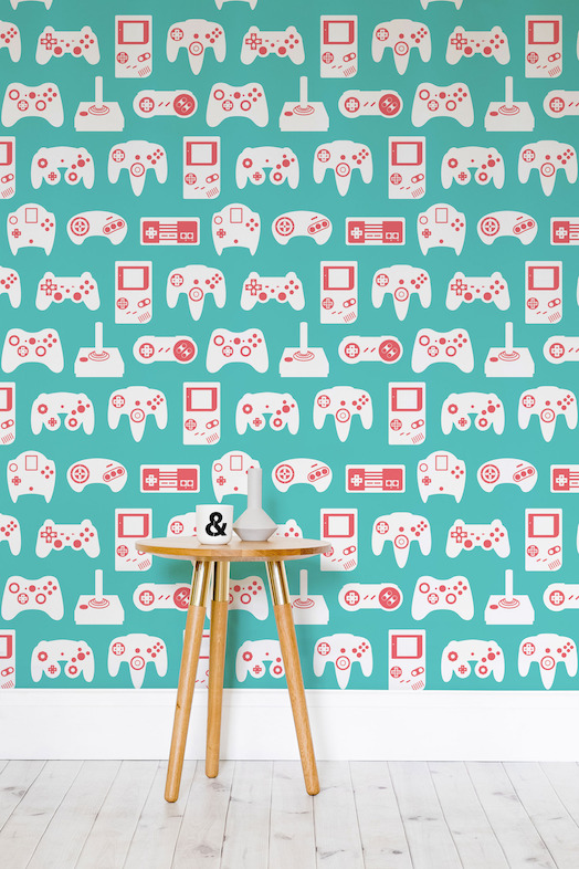 Turquoise Retro Game Wall Mural