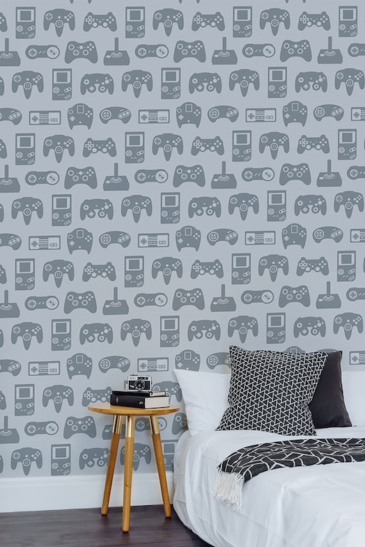 Light Grey Retro Game Wall Mural