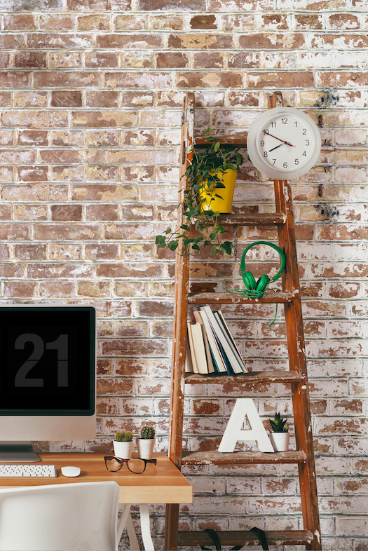 White Painted Brick Wallpaper
