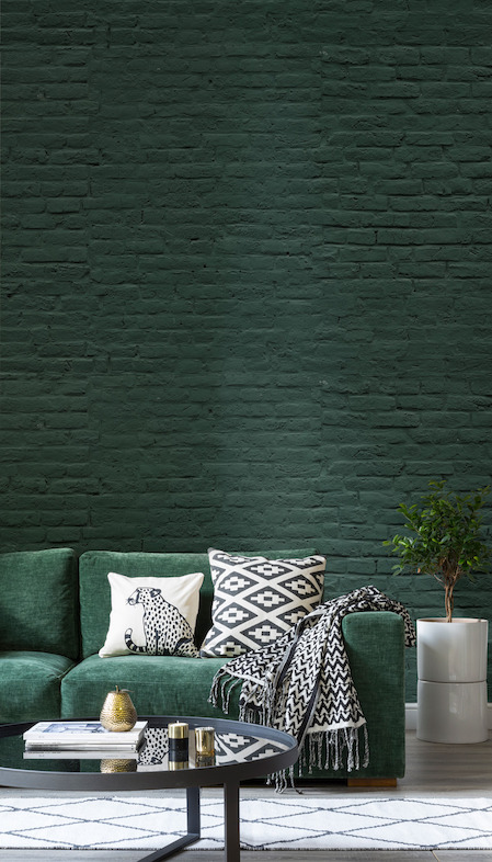 Deep Green Brick Wallpaper