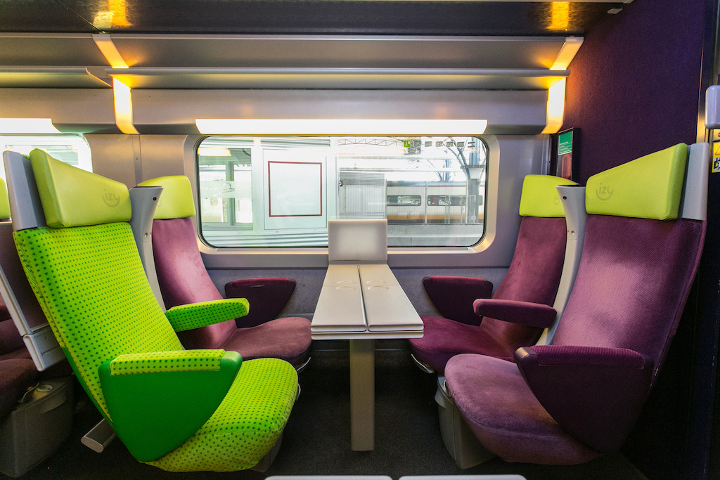The interior of the IZY train