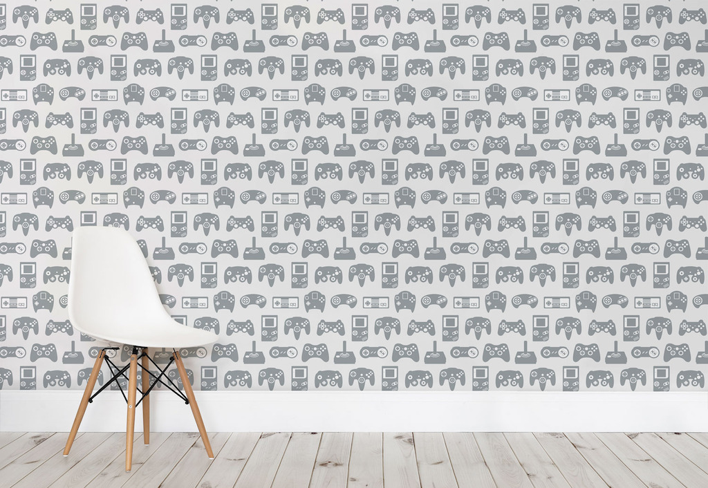 Light Grey Retro Game Wall Mural