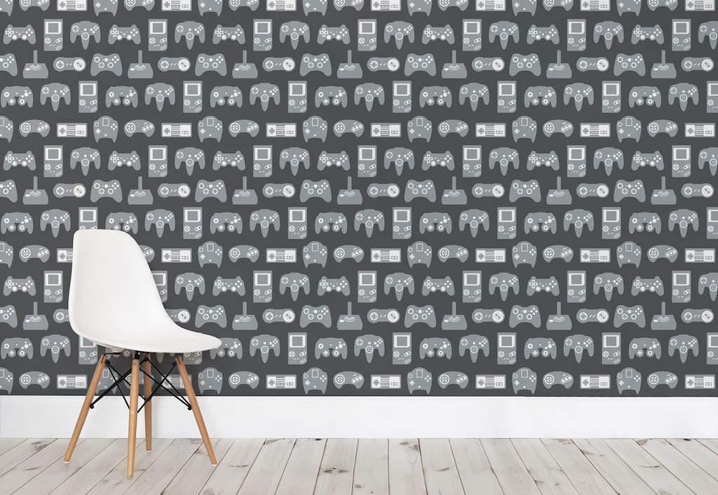 Grey Retro Game Wall Mural