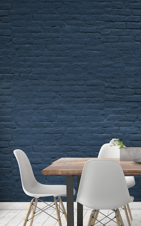 Deep Blue Brick Wallpaper