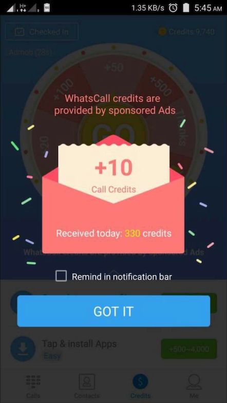 WhatsCall Gesprächsguthaben erhalten