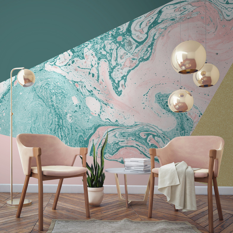 Marble & Glitter Geometric Wall Mural
