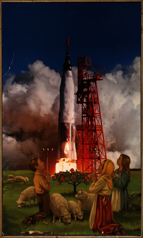 Aleksandra Mir, The Space Age', 2009 paper collage on board with gold-leaf frame