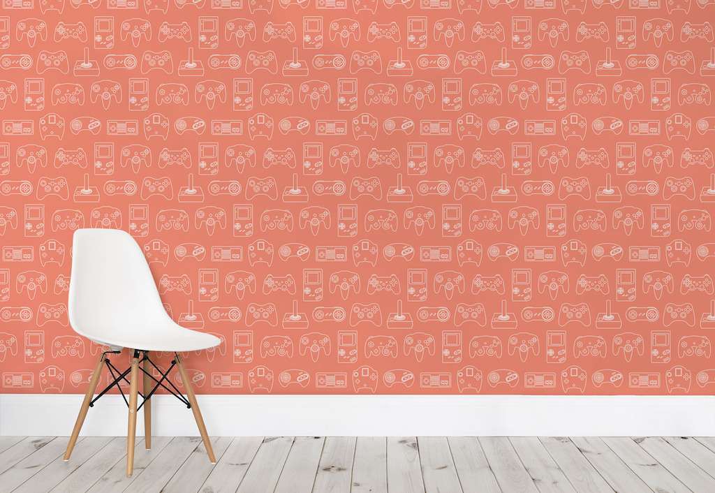 Orange Retro Game Wall Mural