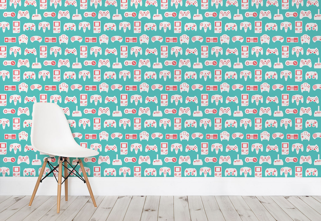 Turquoise Retro Game Wall Mural