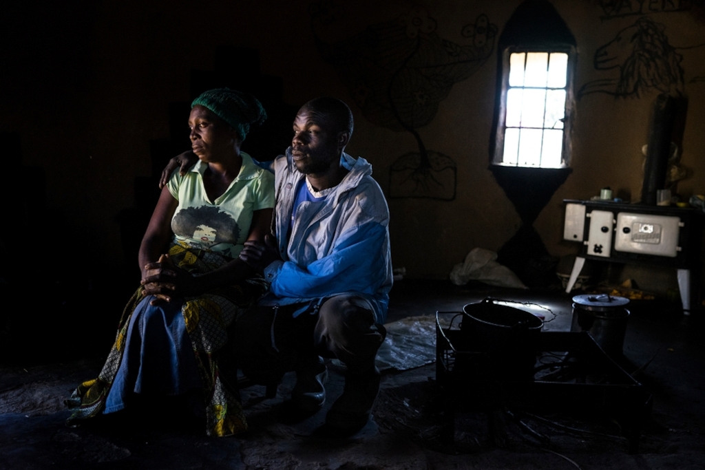 Portrait of Beauty (36) and her husband Mr Chigouriemba (28) at home.