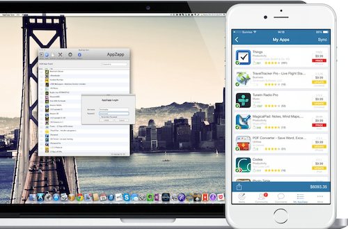 AppZapp Sync on Macbook & iPhone white