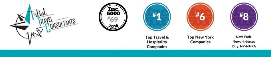 Artist Travel Consultants debuts at #1 in Top Travel and Hospitality Companies on INC. Magazine’s list of America’s 5000 fastest-growing companies