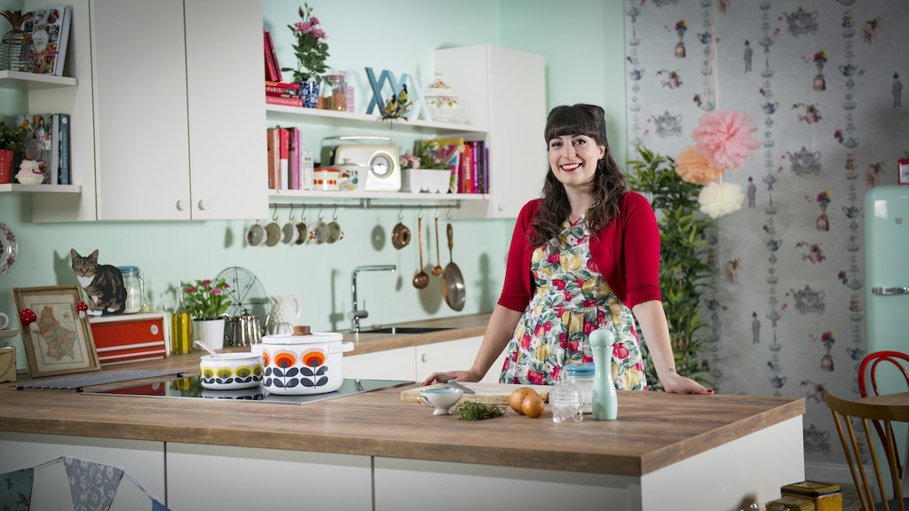 Anne Faber dans sa cuisine-studio TV èggo
