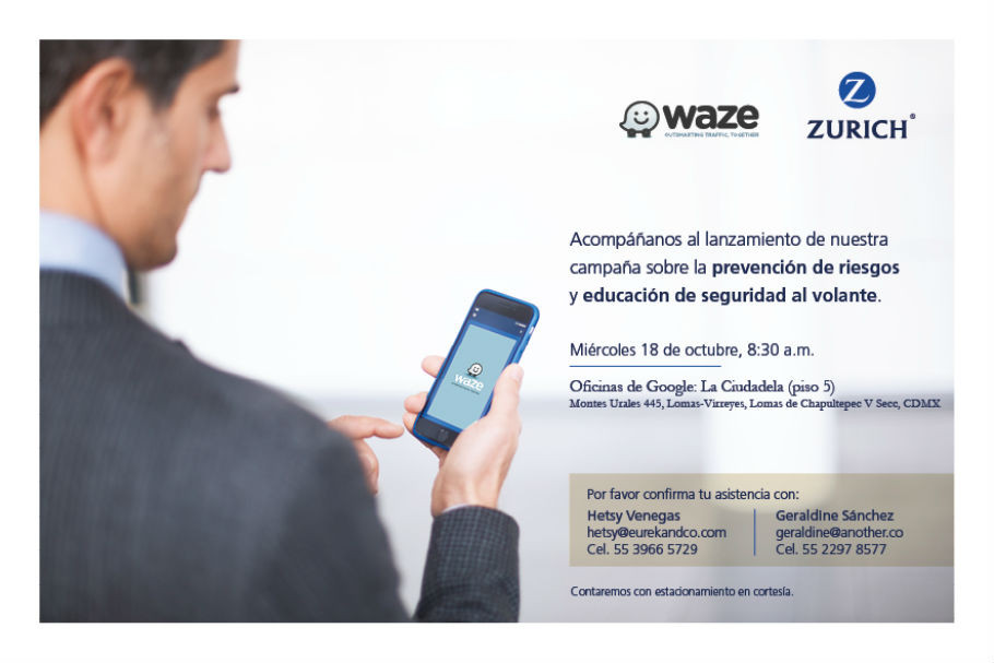 Invitación: lanzamiento de campaña de Waze y Zurich