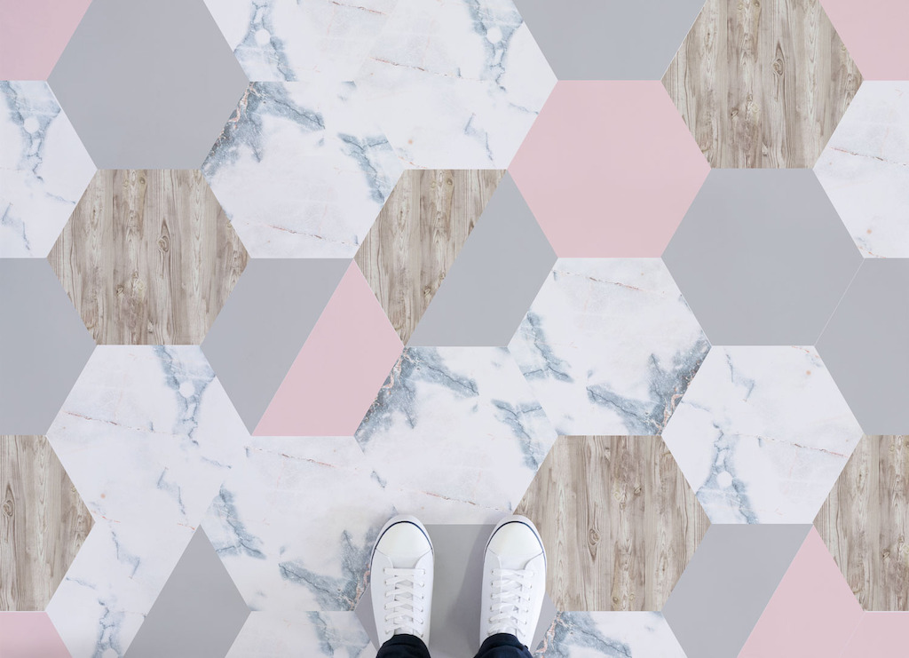Rosa | Marble and Wood Tile Vinyl Flooring