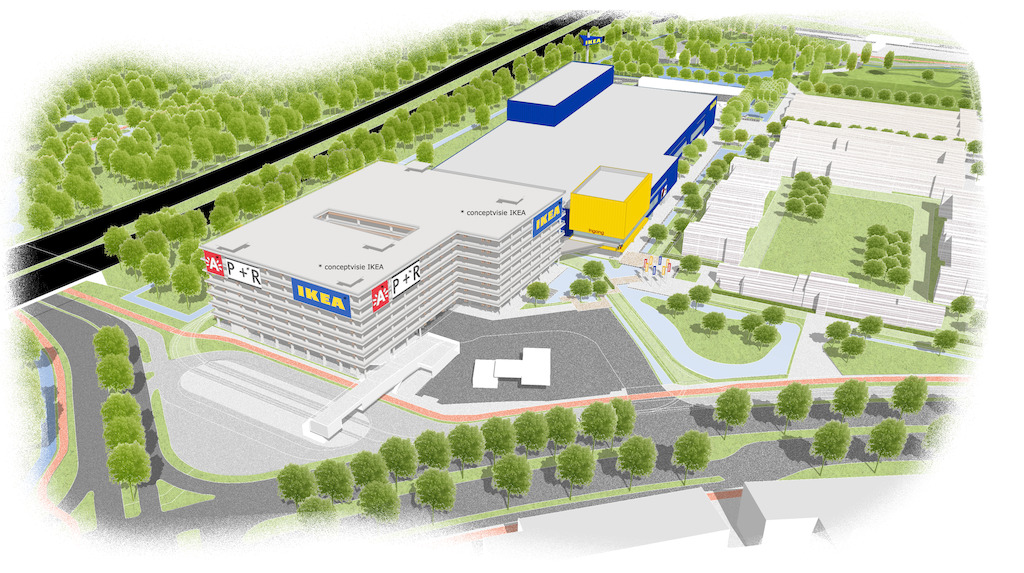 Schets van de nieuwe IKEA vestiging op de Havanasite – overzicht