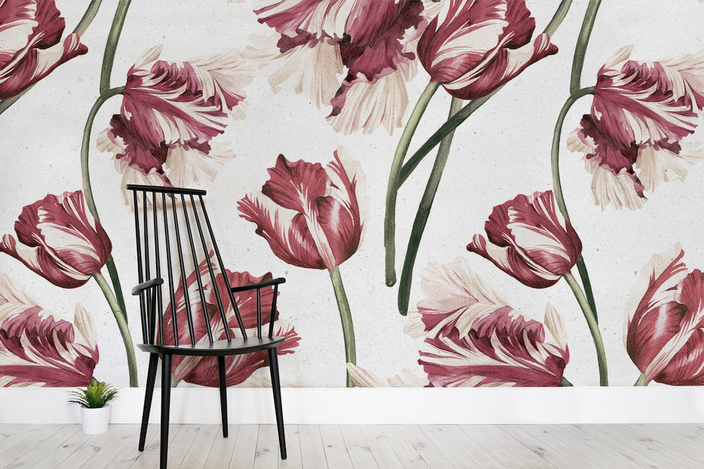 Vintage Red Tulip Print