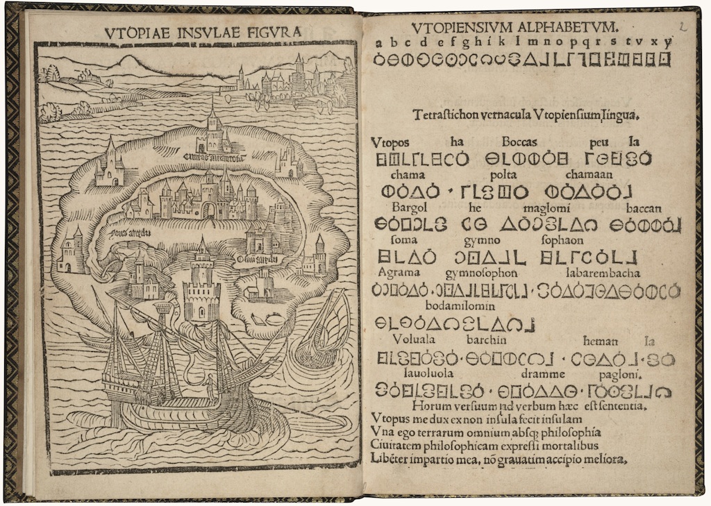 © Thomas More, Libellus vere aureus ... de optimo reip. statu, deq(ue) noua Insula Utopia (The first edition of Utopia), Leuven, Dirk Martens, 1516. Brussels, Royal Library of Belgium.