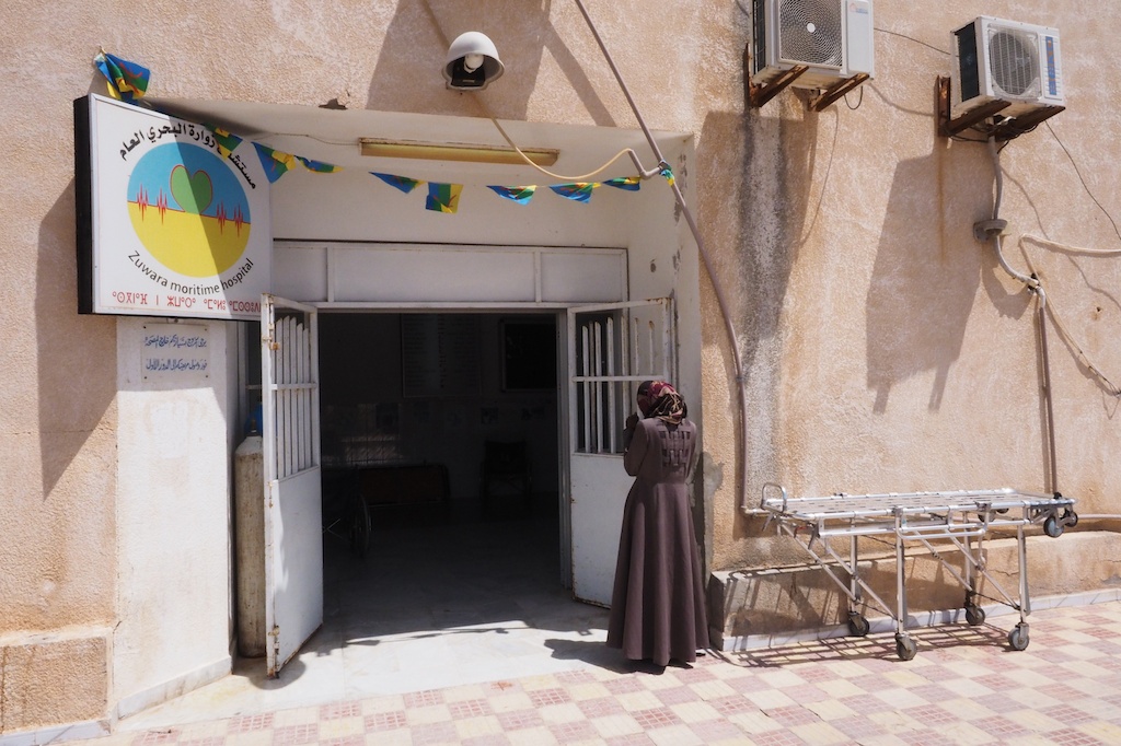 In front of the entrance of Moritime Hospital where MSF is donating medicine. Photographer: Samuel Gratacap
