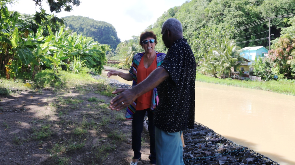 Chairman of the Anse La Raye Council, Mr. Stephen Griffith, on site visit with New Zealand High Commissioner, H.E. Jan Henderson.