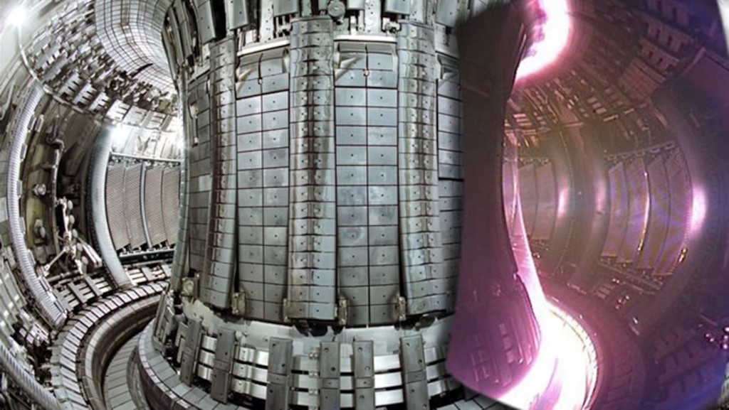 The Joint European Torus (seen here with a superimposed image of a plasma) is one of the machines helping to unlock fusion power. Image: Wikimedia Commons, Flickr.