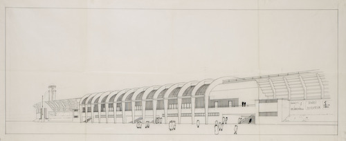 Henry van de Velde (1863-1957), projet de stade à Anvers rive gauche, octobre 1933.<br/>© Archives d’Architecture Moderne