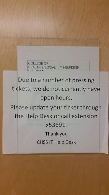 University sign about IT services overload