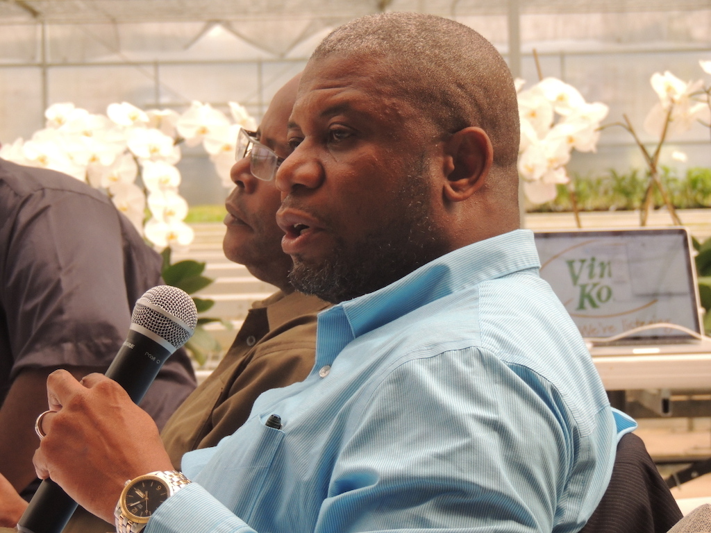 Allister Glean - International Specialist in Agribusiness and Value Chains - IICA, addresses the gathering at the Vini Koze Forum on Agriculture held in St. Lucia.