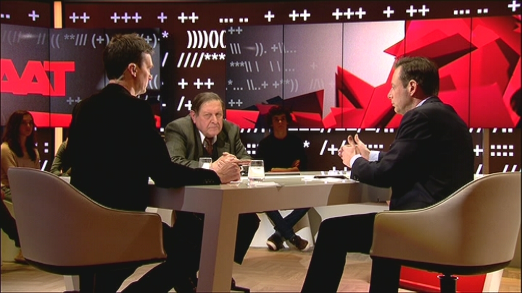 Lieven Van Gils, Etienne Vermeersch en Bart De Wever in Reyers laat op 6 februari 2013 - (c) VRT