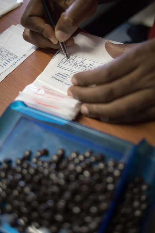 Preparation of medication in the pharmacy at the MSF Matsapha clinic. <br/>Matsapha, Manzini Region, Swaziland. Photographer: Alexis Huguet