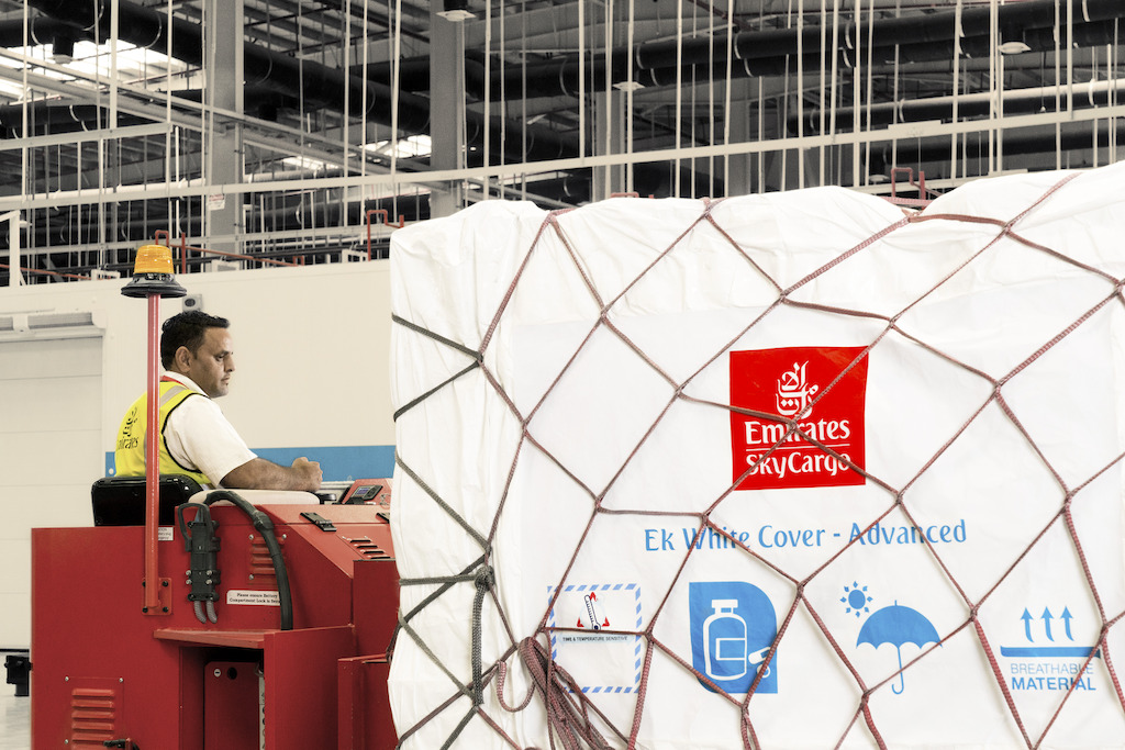 Emirates SkyCargo’s White Cover Advanced is an affordable and environmentally-friendly solution for protecting pharmaceutical products during air transportation.