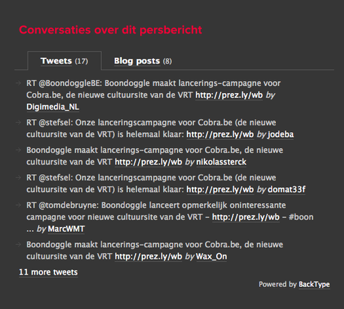 Display related conversations from Twitter and the blogosphere