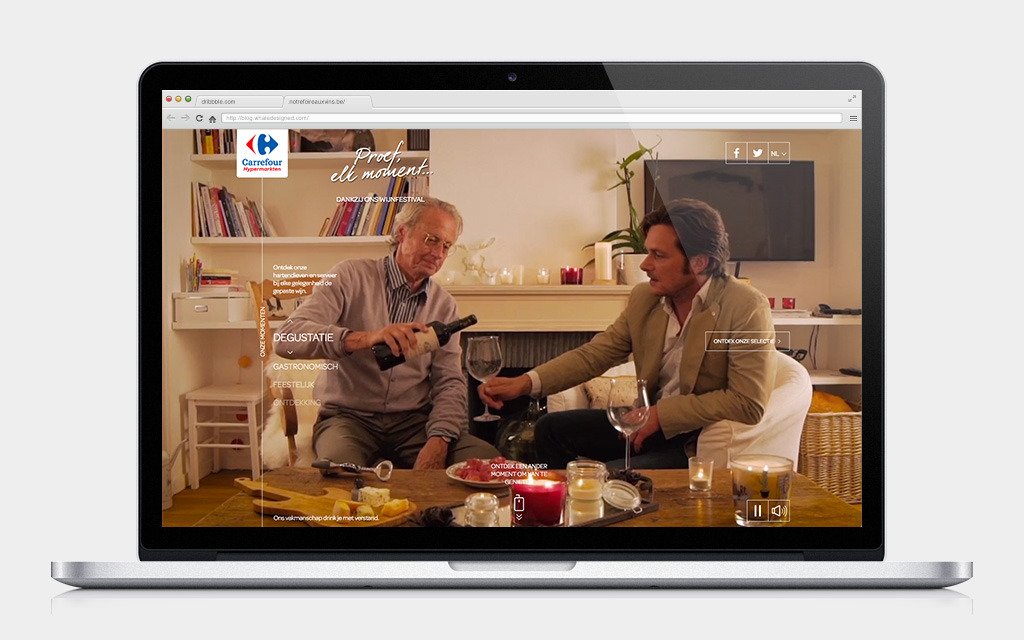 Bekijk de homepage met navigatie